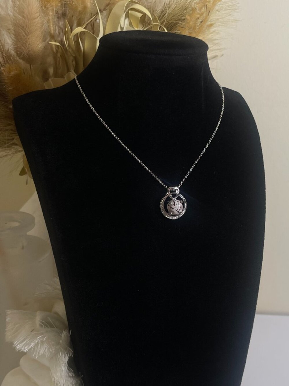 925 Sterling Silver Sonoran Dendritic Agate Necklace White Zircon Pendant